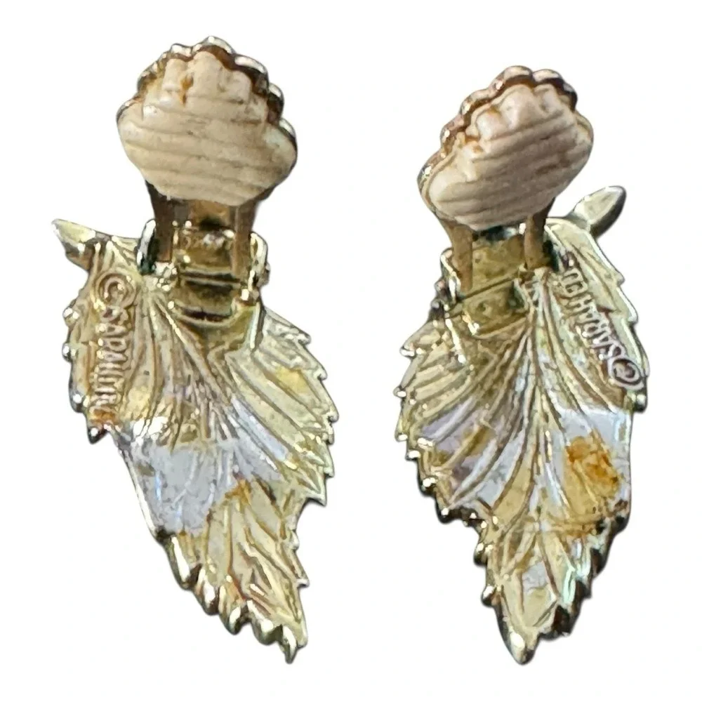 Sarah Coventry Pin & Clip Earrings 1961‎ Rhinestone Fashion Leaf Collection